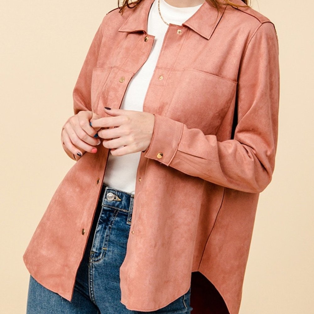 Suede Button Down Shirt